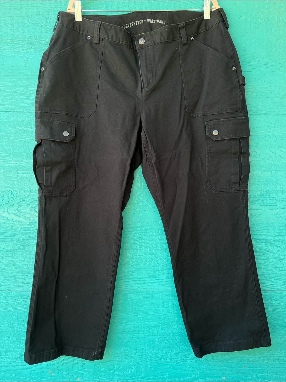 Duluth Trading Curvesetter DuluthFlex Fire Hose Black Cargo Pants SIZE 18W